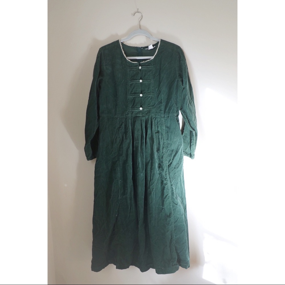 vintage emerald corduroy dress
